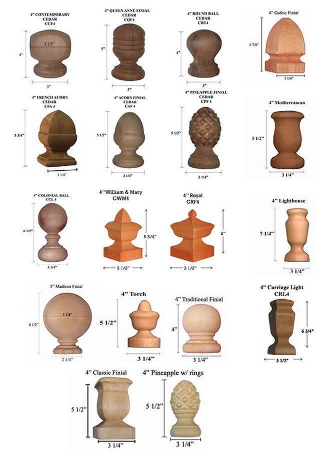 4 Inch Ball Top & Finial Sizes The Deck Store Low Prices on Deck