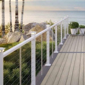 Contemporary Cable Top Rails - Textured White