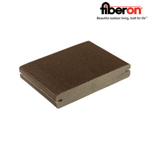 Fiberon Symmetry Deck Board Samples - Burnt Umber sample with logo