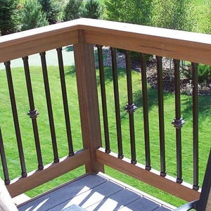 Dekor Square Aluminum Single Casey Collar Balusters Installed