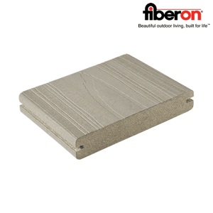 Fiberon Horizon Composite Decking Samples - Castle Gray sample with logo