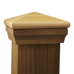 Pyramid Post Cap with Colonial Trim - Cedar or Treated Wood