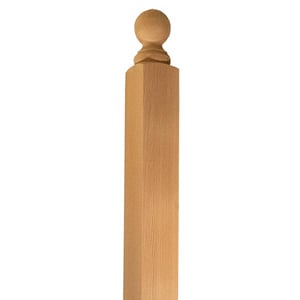 Square Ball Top Newel Cedar - Closeup