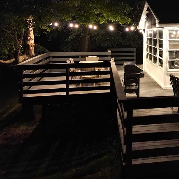 Bistro Light Strings Installed