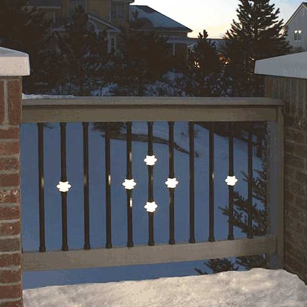 Dekor Lighted Casey Collar Square Aluminum Balusters - Installed