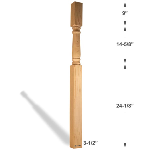 Colonial Newel - Dimensions