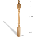 4x4 Boise Ball Top Newel - Dimensions