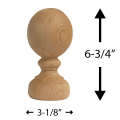 Colonial Ball Top - 4" Dimensions