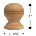 4" Globe Finial Dimensions