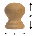 Round Ball Top Finial - 4" Dimensions