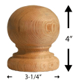 Traditional Finial - 4" Cedar - Dimensions
