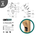 OZCO Ironwood 4″ Flush Inside 45° Angle Bracket - Diagram