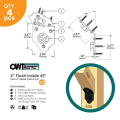 OZCO Laredo Sunset 4&Prime; Flush Inside 45&deg; Angle Bracket Diagram