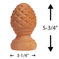 Pineapple Finial with Rings - 4" Dimensions - Cedar
