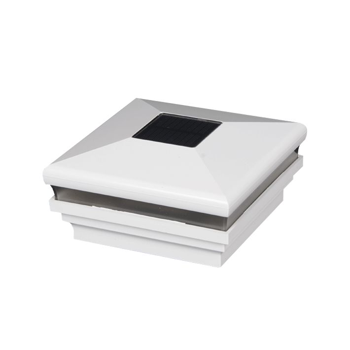 Contemporary Pyramid Halo Solar Post Cap - White