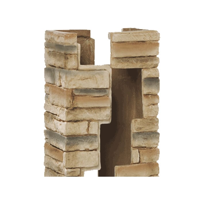Deckorators 2 Piece Cast Stone Post Cover - Beige Stacked Stone
