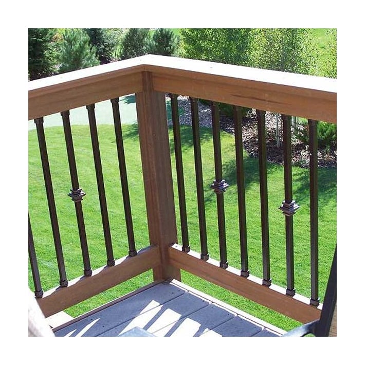 Dekor Square Aluminum Single Casey Collar Balusters Installed