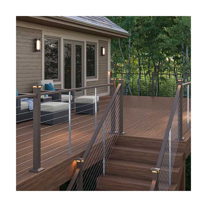 Contemporary Cable Rail Posts - Weathered Brown