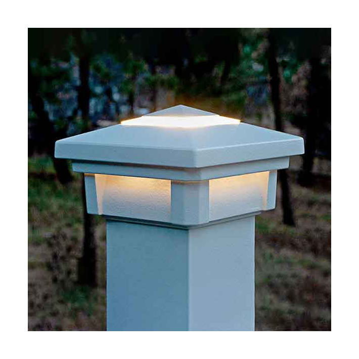 Dekor Savona Post Cap Light - Intrinsic White w/Top Light & 4 Sides Lit