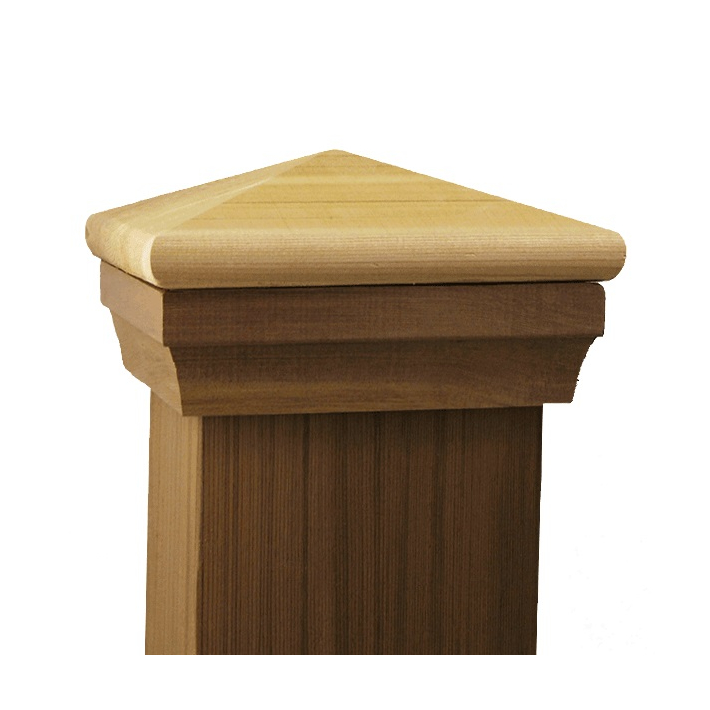 Pyramid Post Cap with Colonial Trim - Cedar or Treated Wood