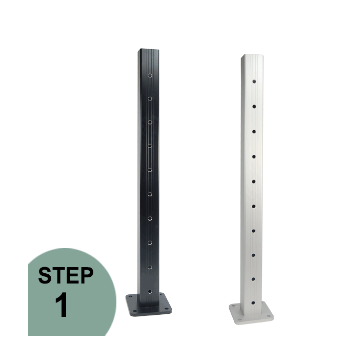 Surface Mount Posts for Cable Rail by Rail FX - Black and Silver
