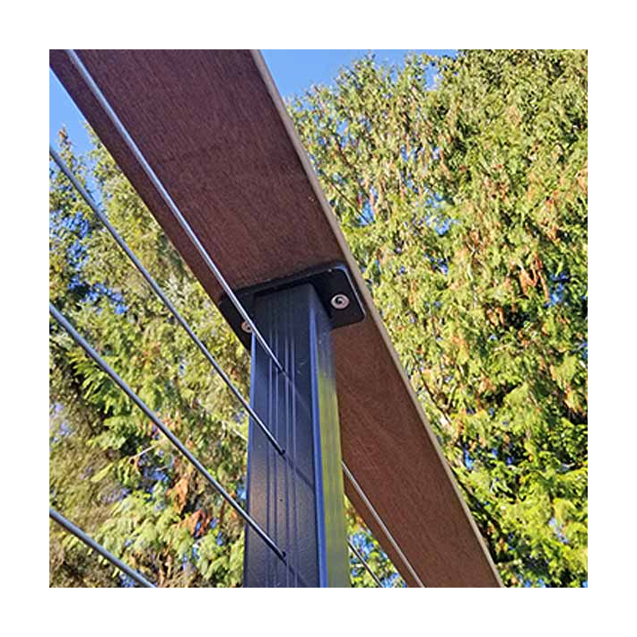 RailFX Wood Top Rail Level Post Plate - Installed