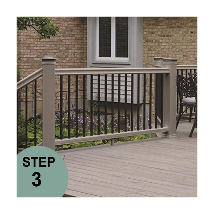 TimberTech Azek Square Aluminum Balusters In Slate Gray Radiance Rail