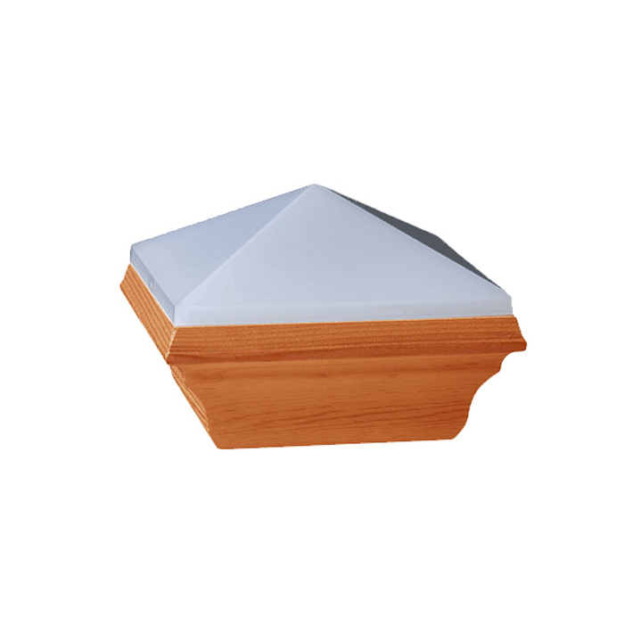 Traditional concealed solar post cap by Deckorator - Cedar Redwood