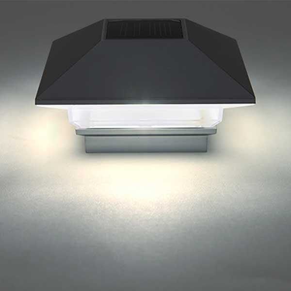Deckorators ALX Contemporary Solar Post Cap Light - Lit - Black