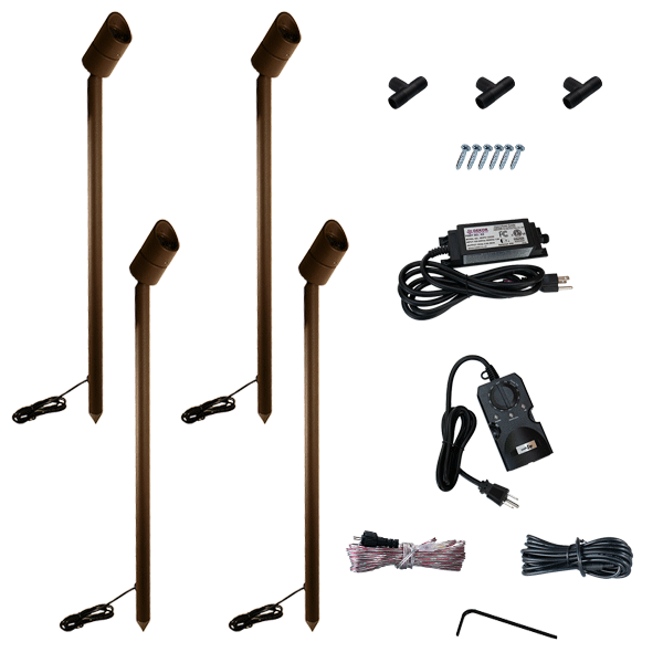 Telescoping LED Landscape Spot Light by Dekor 4 Pack Kit