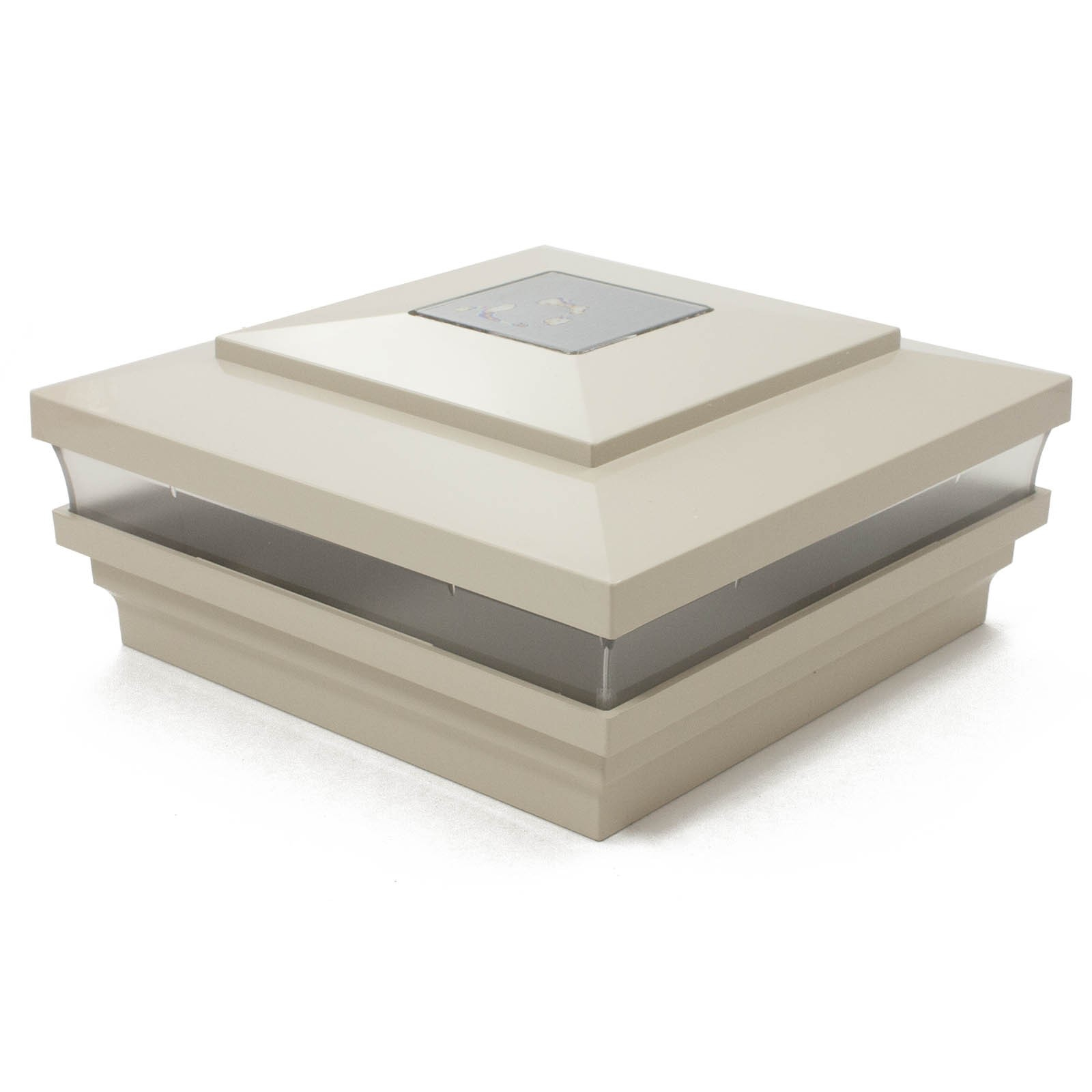 designer island halo solar light post cap almond
