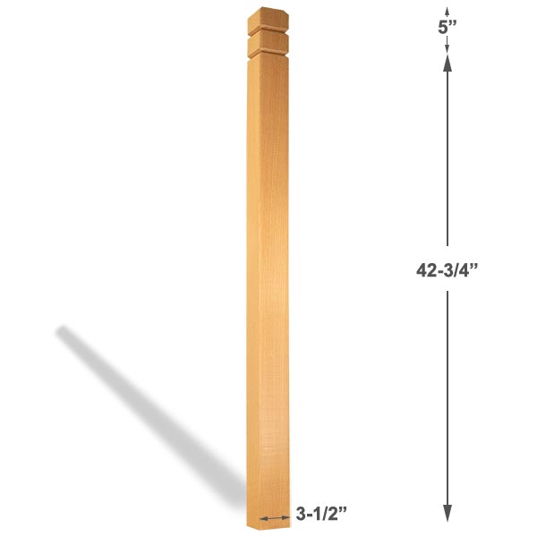Double V Groove Newel - Dimensions