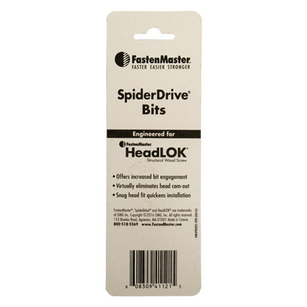 FastenMaster HeadLok SpiderDrive Bits - Back