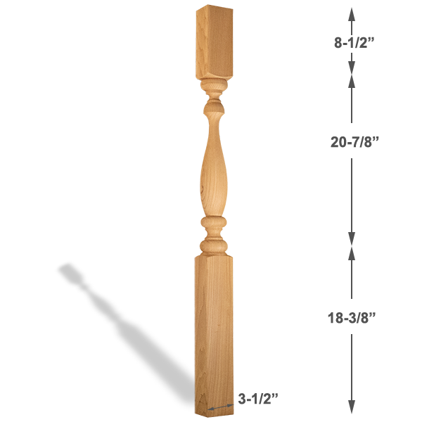 4x4 Montgomery Newel - Dimensions