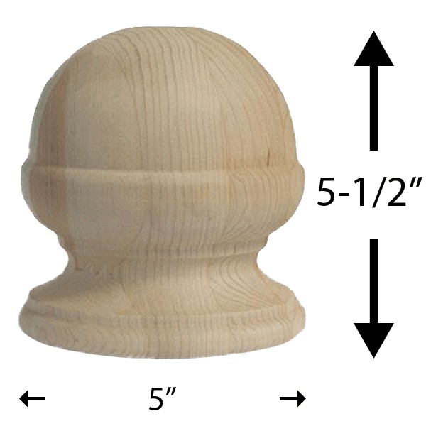 Acorn Finial - 6" Dimensions