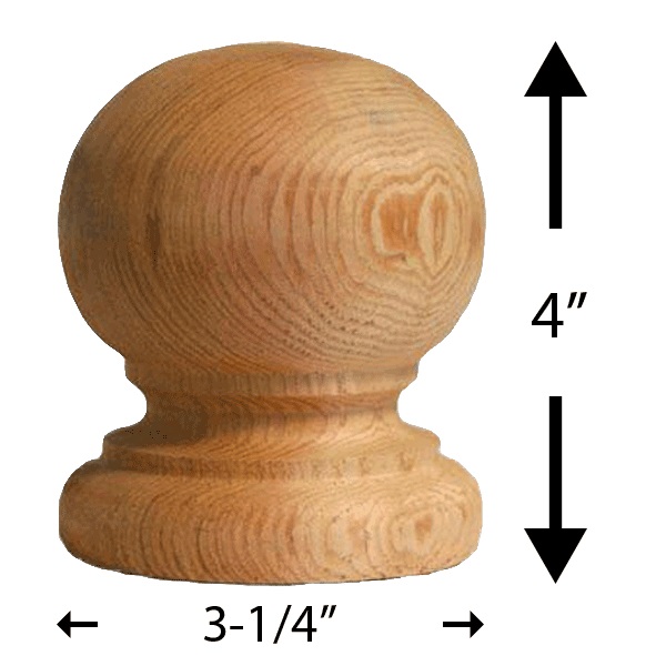 Traditional Finial - 4" Cedar - Dimensions
