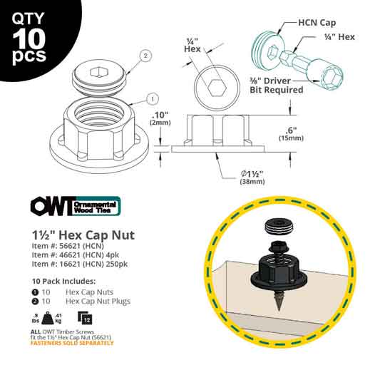 Ozco 1-1/2&Prime; Hex Cap Nut Details