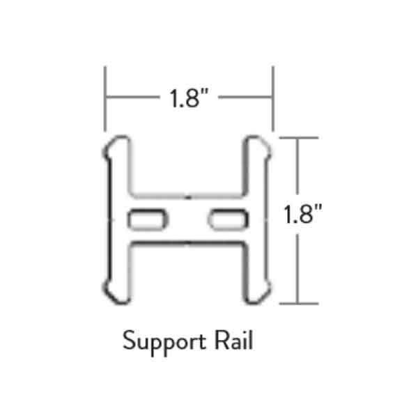 Timbertech/Azek Classic Composite Series Universal Support Rail Dimensions