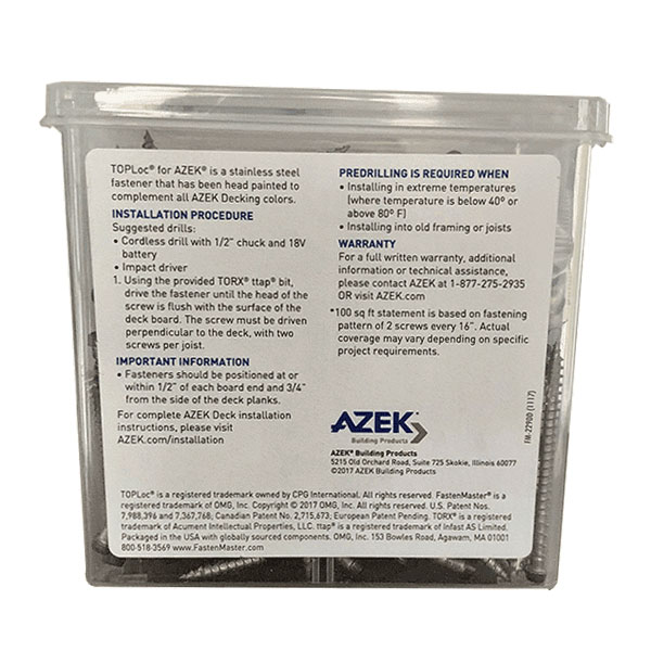 Azek TOPLoc Screws - Back