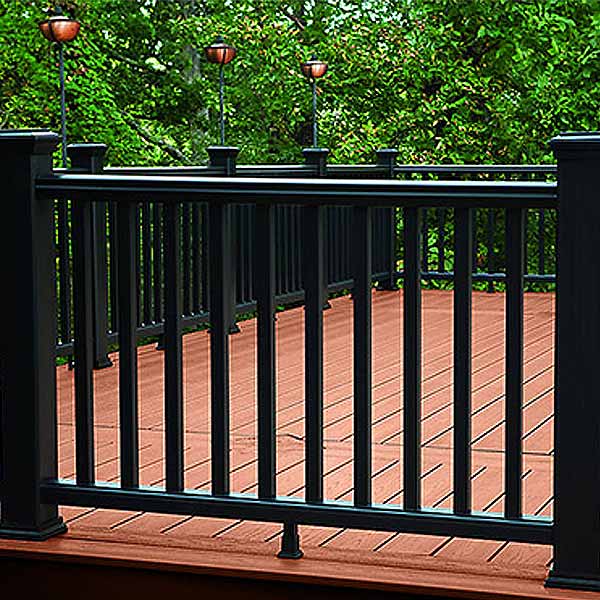 Black Trex Transcend Rail Kit With Square Composite Balusters