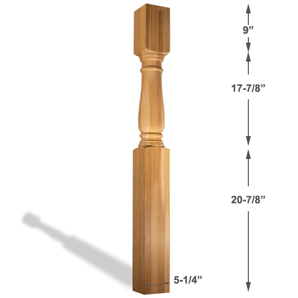 48" 6x6 Victorian Newel - Dimensions