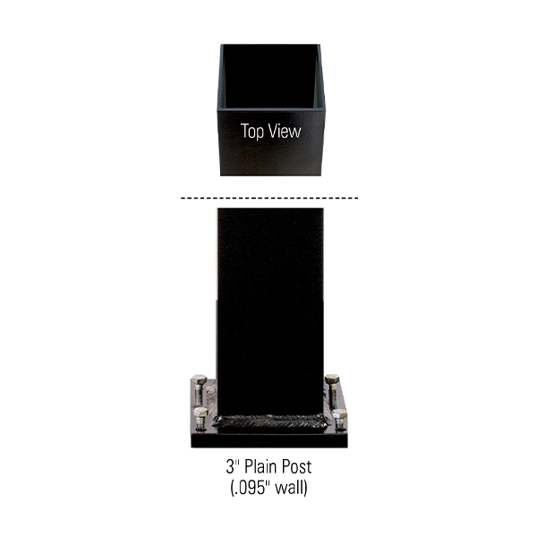 Westbury 3 Piece Post Kit - 3" Plain Residential Post