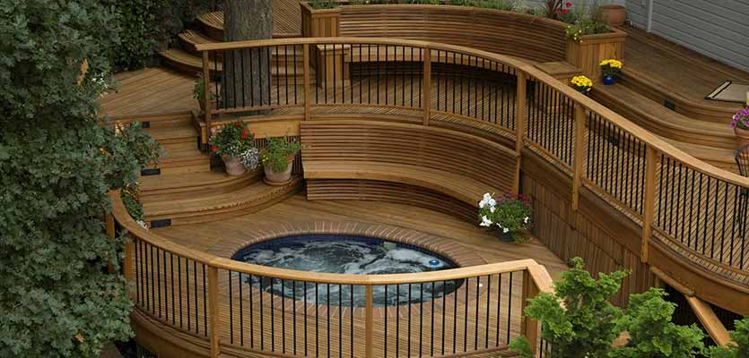 hot tub and deck